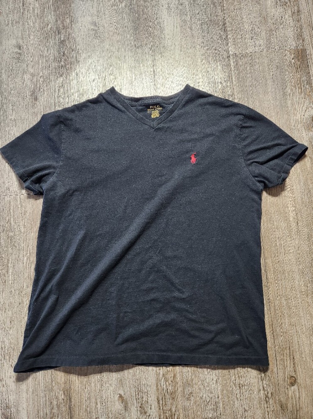 Polo by Ralph Lauren Black V-Neck Tee with Red Pony